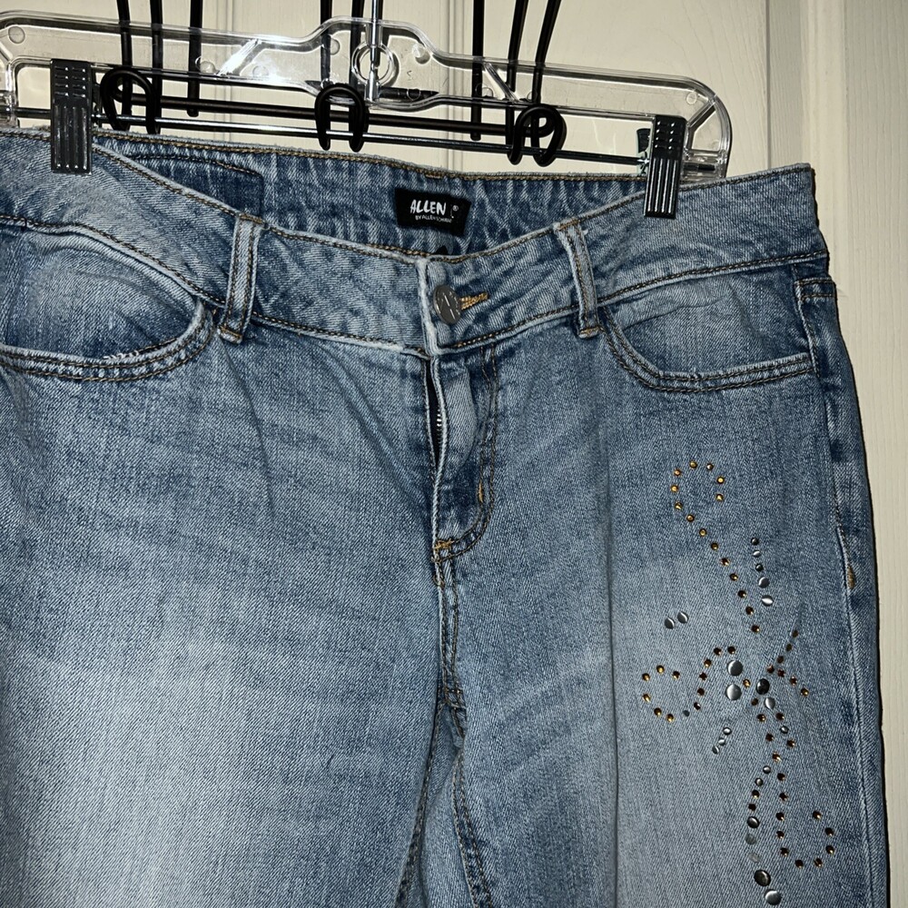 ALLEN B By Allen Schwartz Beaded Flare Jeans Size 6 Stretch 90s Y2K